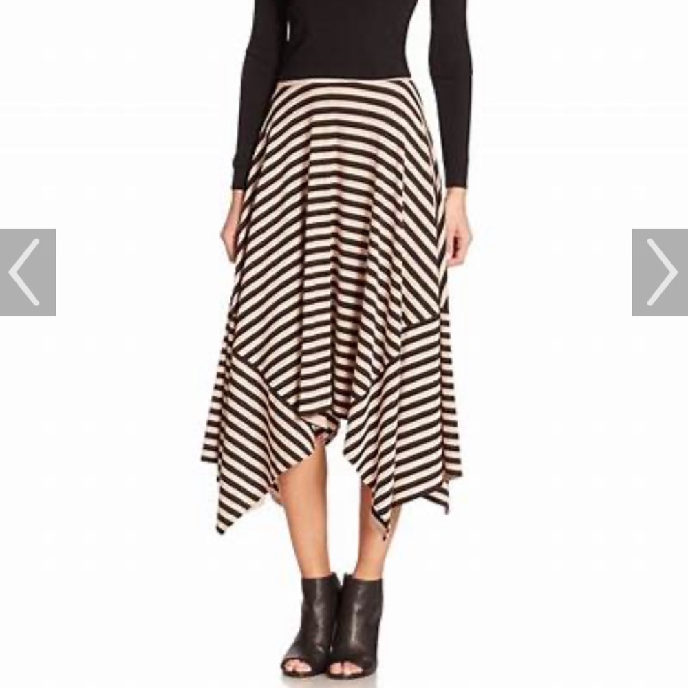 Dkny Black and cream Asymmetrical Midi Skirt